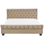 Bett mit Lattenrost Samtstoff AVALLON 180 x 200 cm Beige