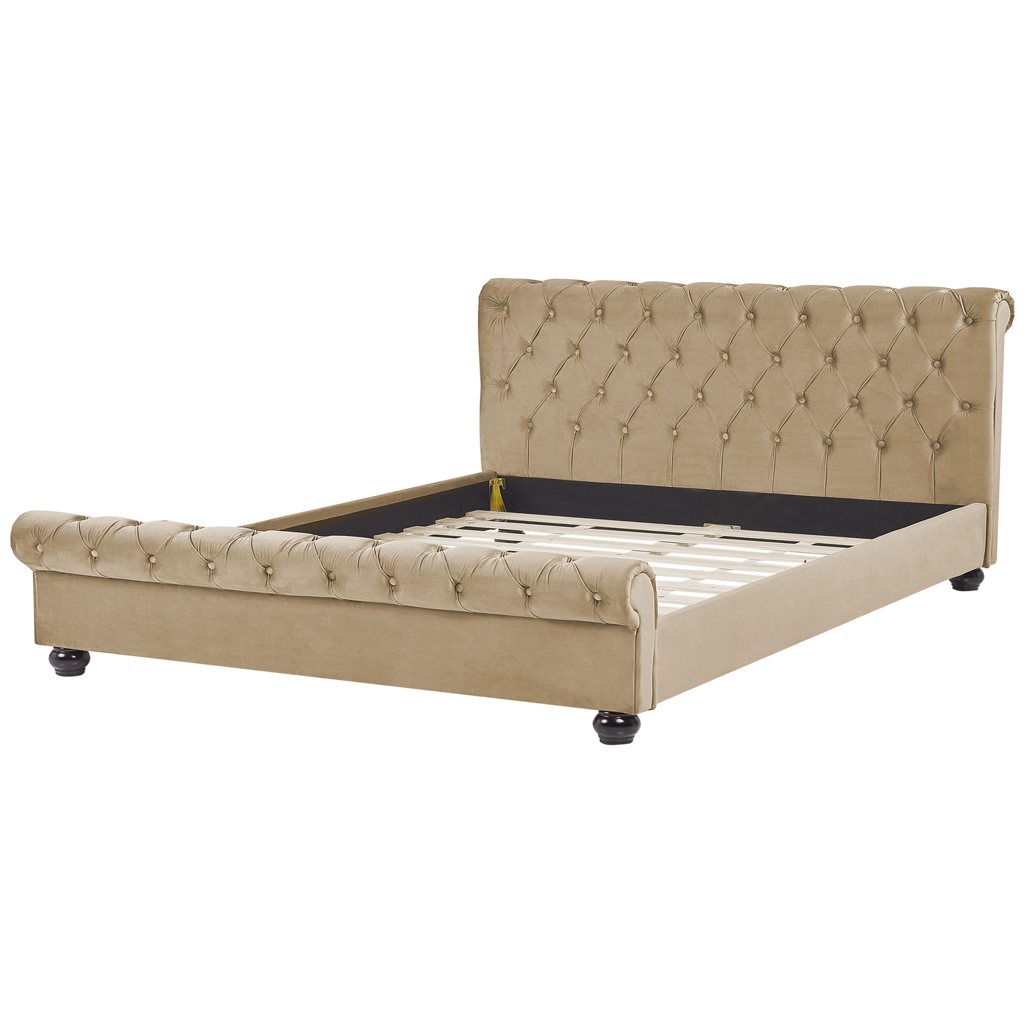 Bett mit Lattenrost Samtstoff AVALLON 180 x 200 cm Beige