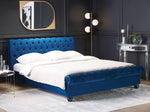 Bett mit Lattenrost Samtstoff AVALLON 160 x 200 cm Marineblau