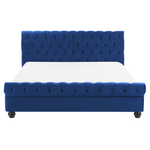 Bett mit Lattenrost Samtstoff AVALLON 160 x 200 cm Marineblau