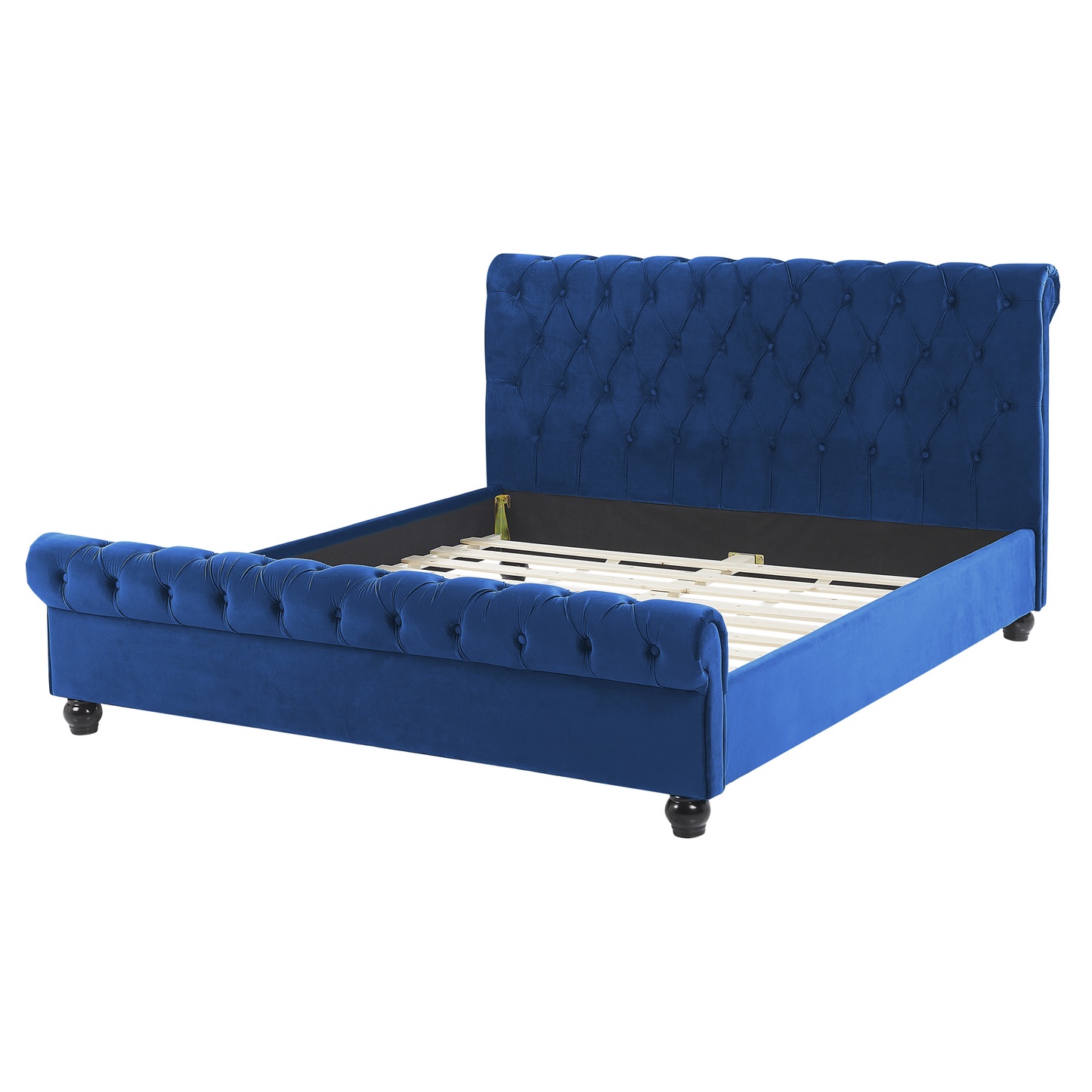 Bett mit Lattenrost Samtstoff AVALLON 160 x 200 cm Marineblau