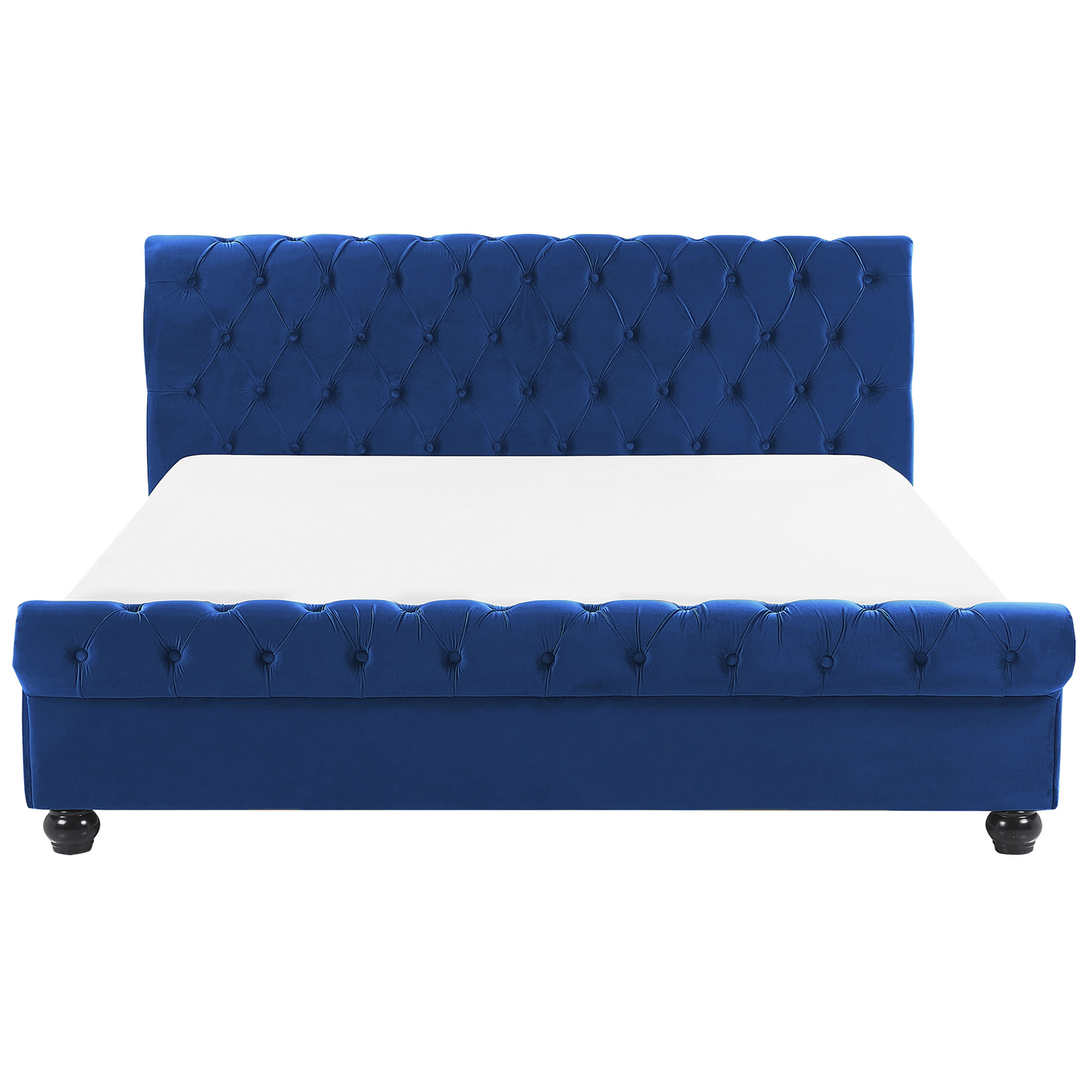 Bett mit Lattenrost Samtstoff AVALLON 180 x 200 cm Marineblau