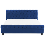 Bett mit Lattenrost Samtstoff AVALLON 180 x 200 cm Marineblau