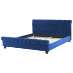 Bett mit Lattenrost Samtstoff AVALLON 180 x 200 cm Marineblau