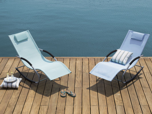 Gartenliege blau Textil Schaukelfunktion CARANO