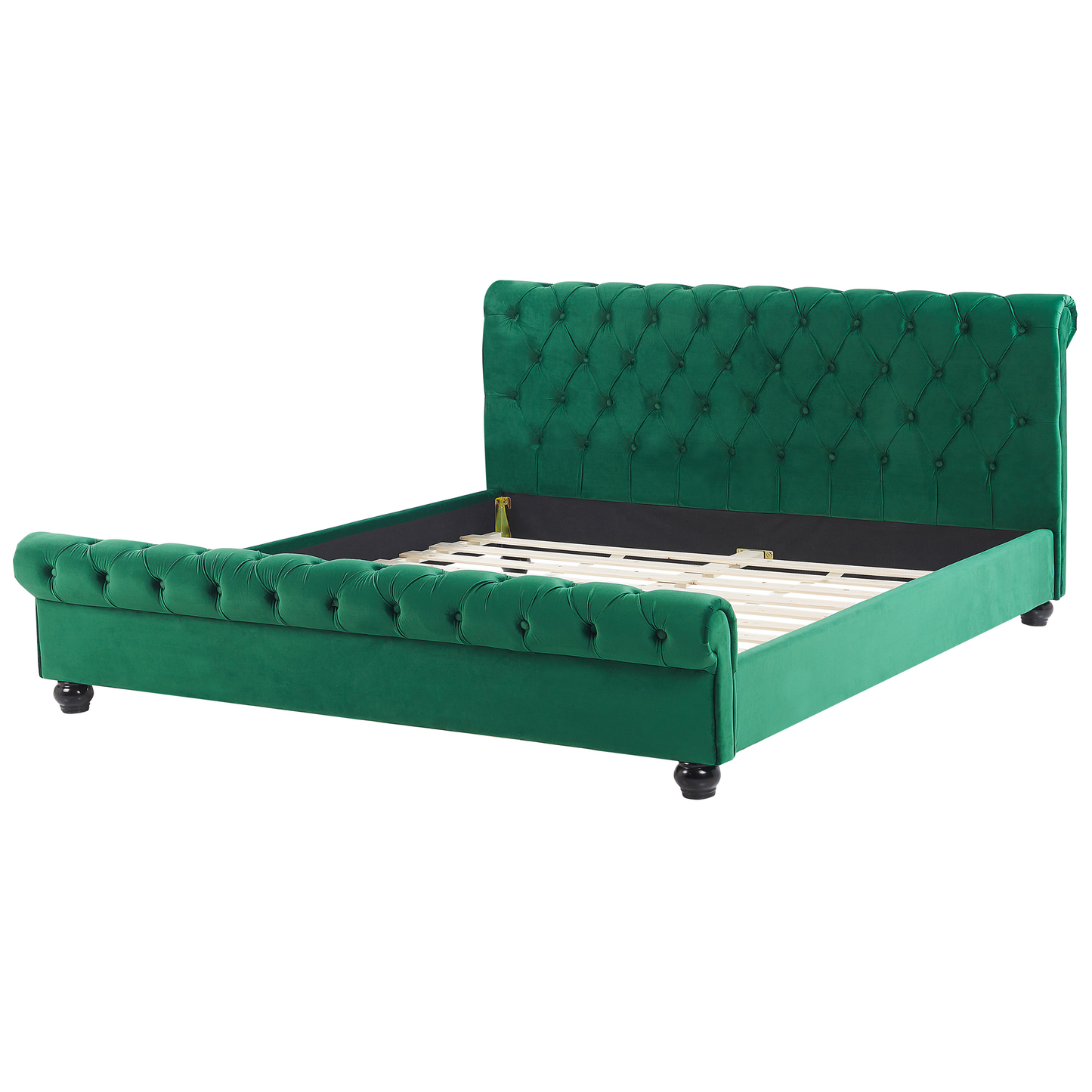 Bett mit Lattenrost Samtstoff AVALLON 180 x 200 cm Smaragdgrün