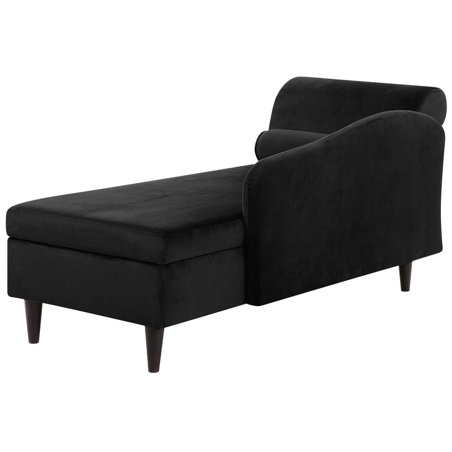 Chaiselongue Samtstoff schwarz linksseitig LUIRO