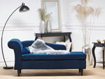 Chaiselongue Samtstoff marineblau linksseitig LUIRO