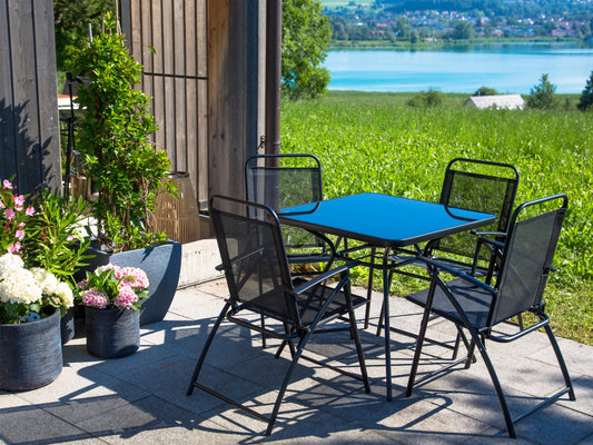 Outdoor Bistrotisch LIVO 80 cm 80 cm Glas Schwarz