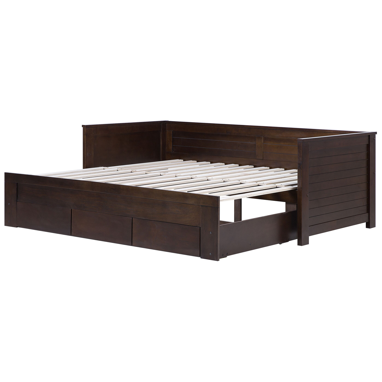 Bett mit Schubladen Holz CAHORS 90 x 200 cm Dunkelbraun