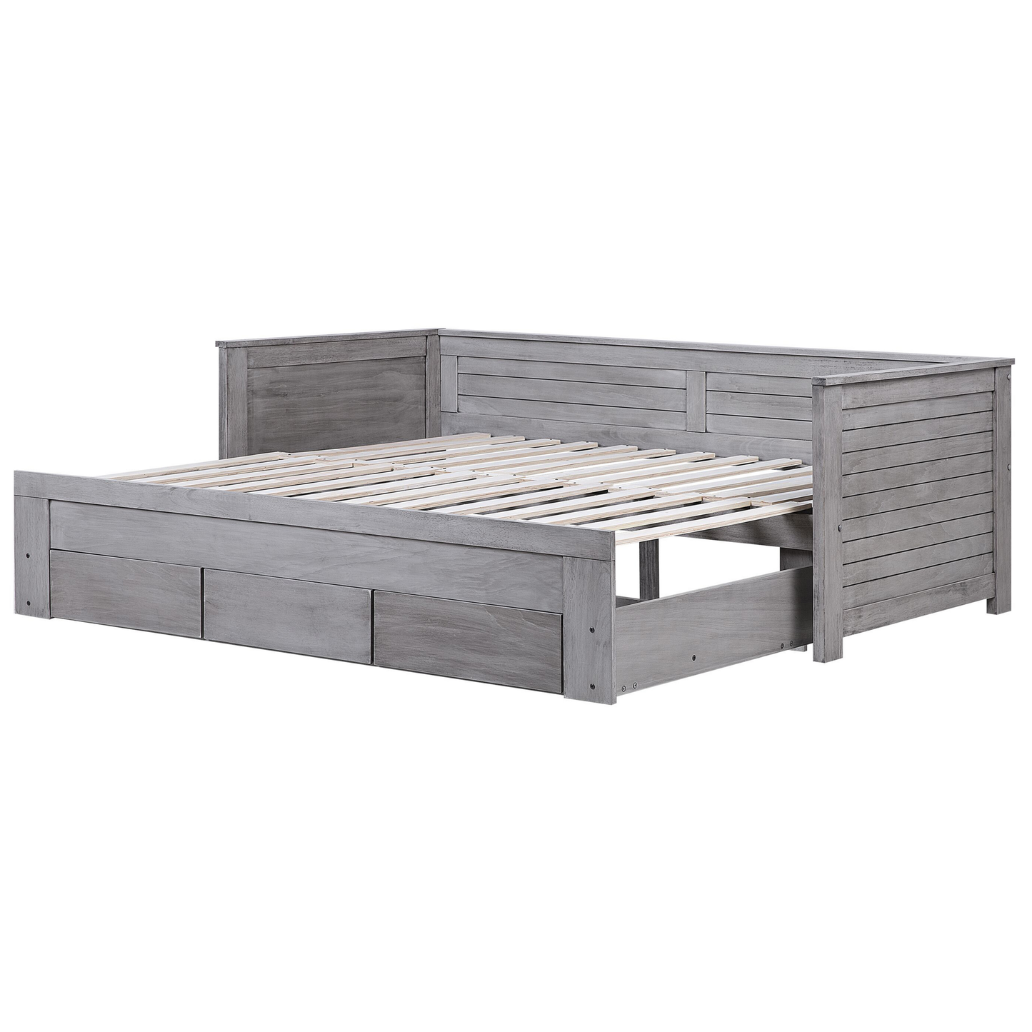 Bett mit Schubladen Holz CAHORS 90 x 200 cm Grau