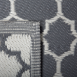 Outdoor Teppich grau 90 x 180 cm marokkanisches Muster zweiseitig Kurzflor SURAT