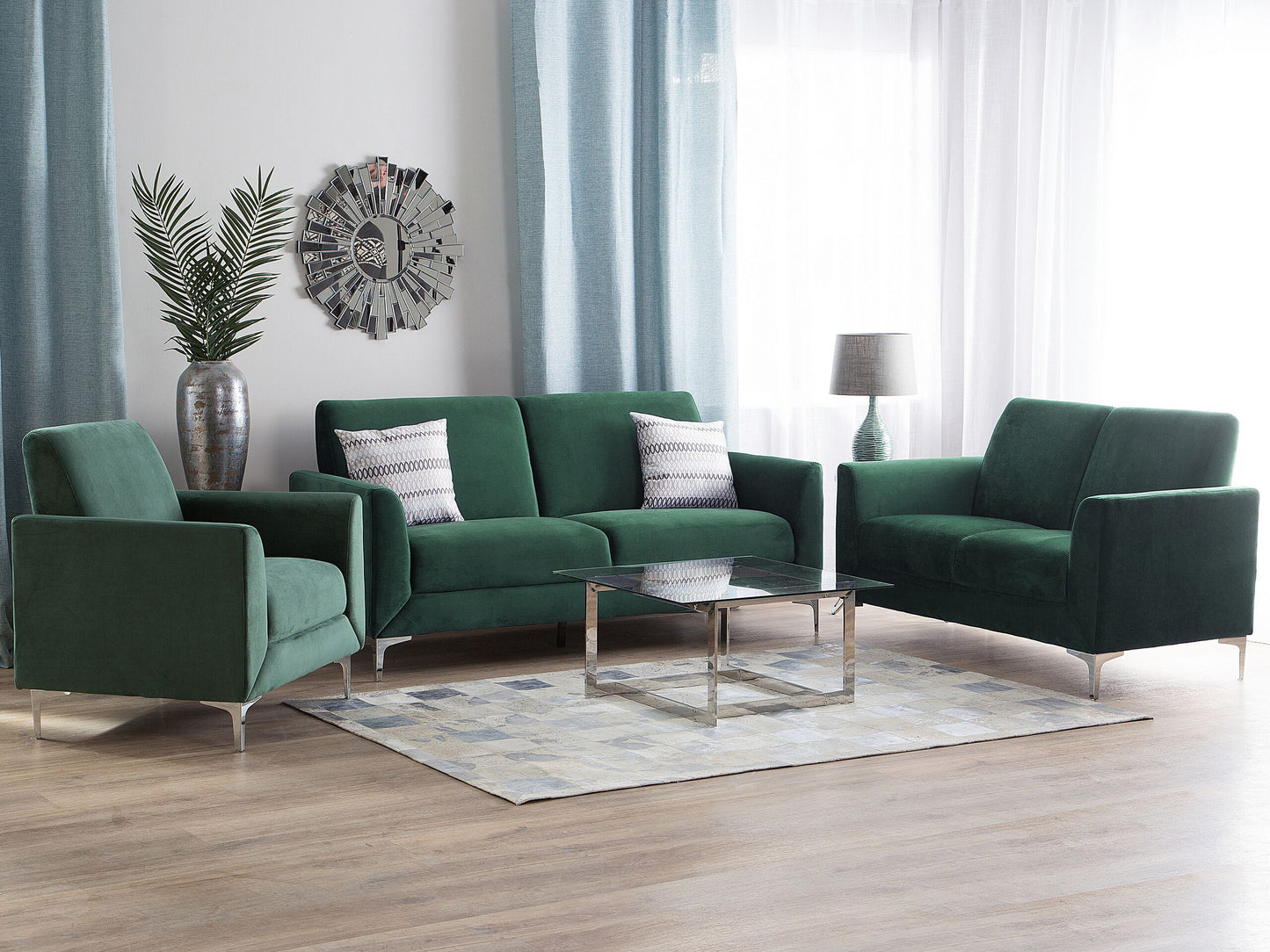 Sofa Set Samtstoff grün 6-Sitzer FENES