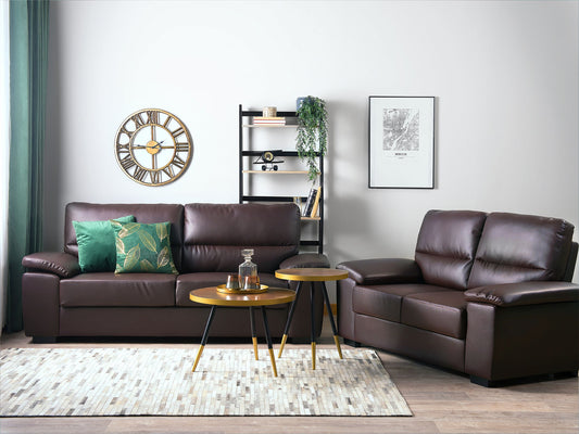 Sofa Set Kunstleder dunkelbraun 5-Sitzer VOGAR