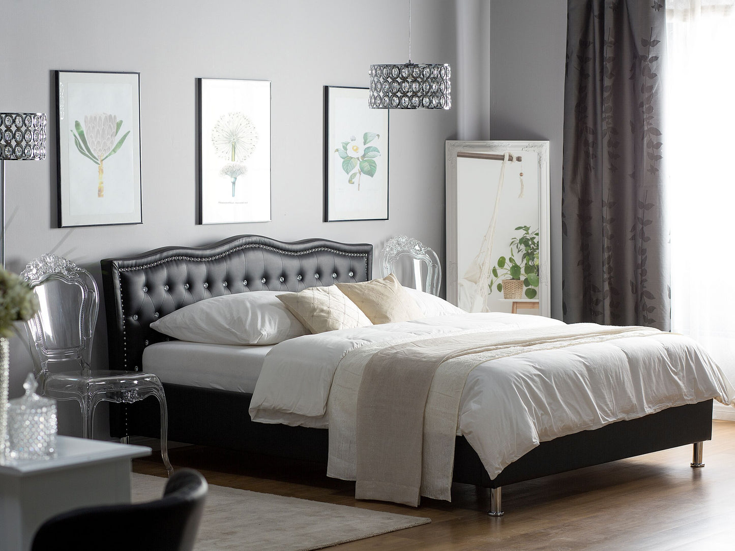 Bett mit Lattenrost Kunstleder METZ 160 x 200 cm Schwarz