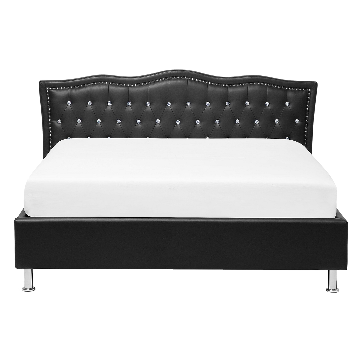 Bett mit Lattenrost Kunstleder METZ 140 x 200 cm Schwarz
