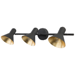 Wandleuchte schwarz / gold 3-flammig Kegelform MERSEY III