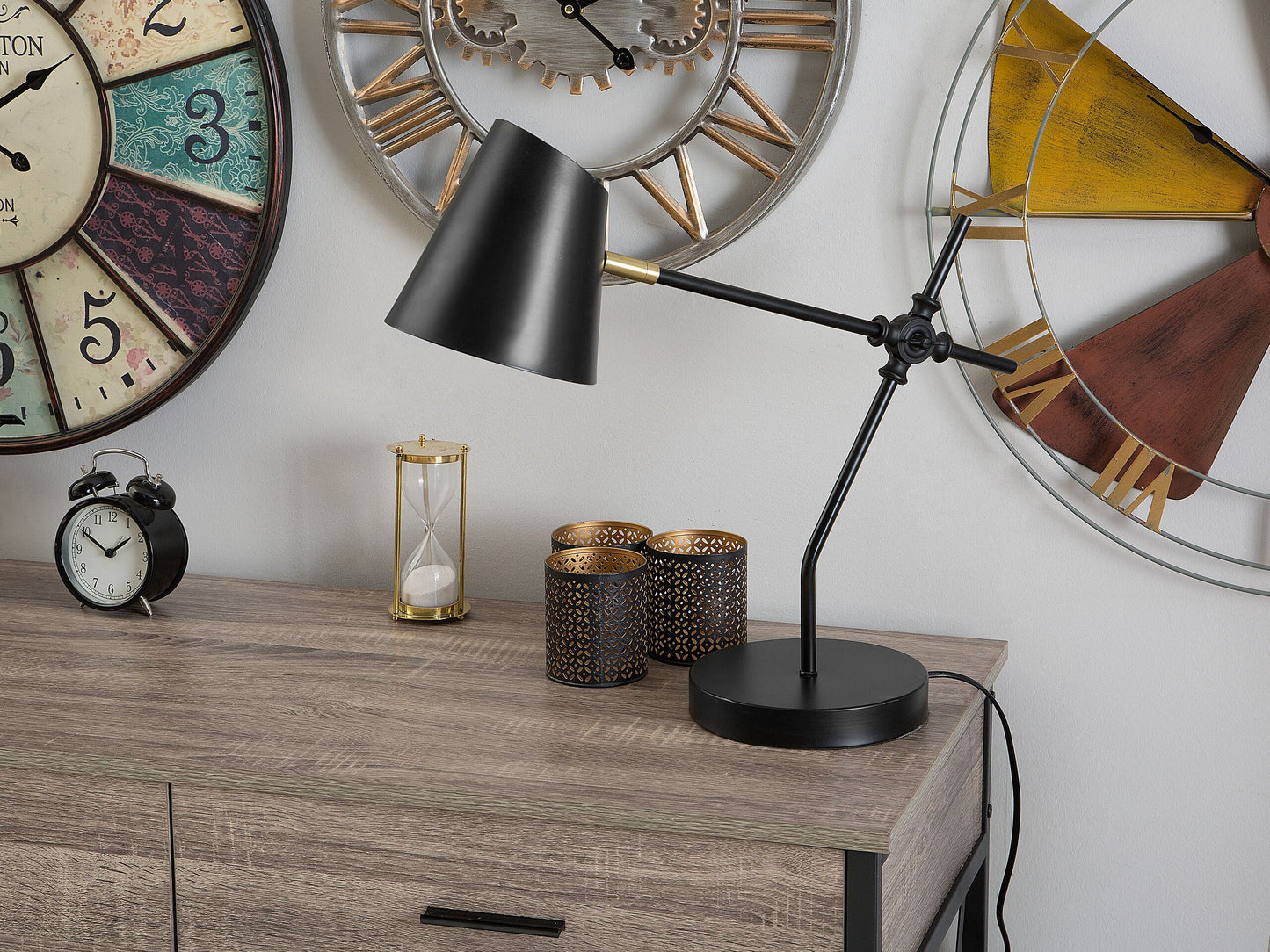 Schreibtischlampe HORTON verstellbar Metall Schwarz