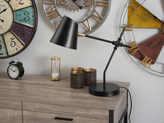 Schreibtischlampe HORTON verstellbar Metall Schwarz
