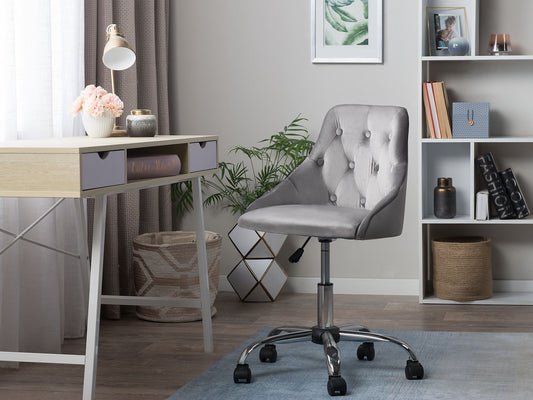 Bürostuhl drehbar PARRISH Samtstoff Grau