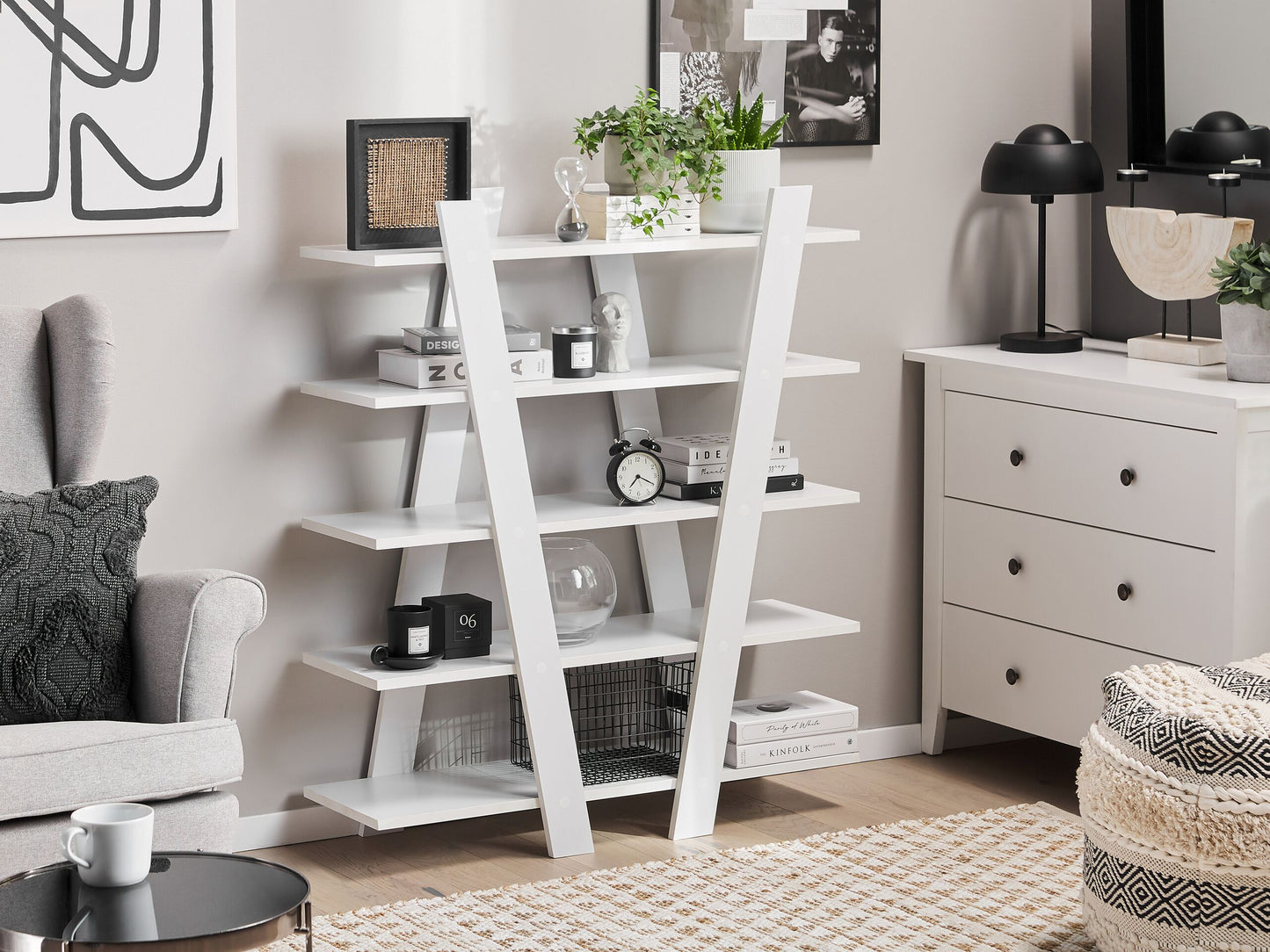 Bücherregal mit 5 Fächern ESCALANTE 116 cm Weiss