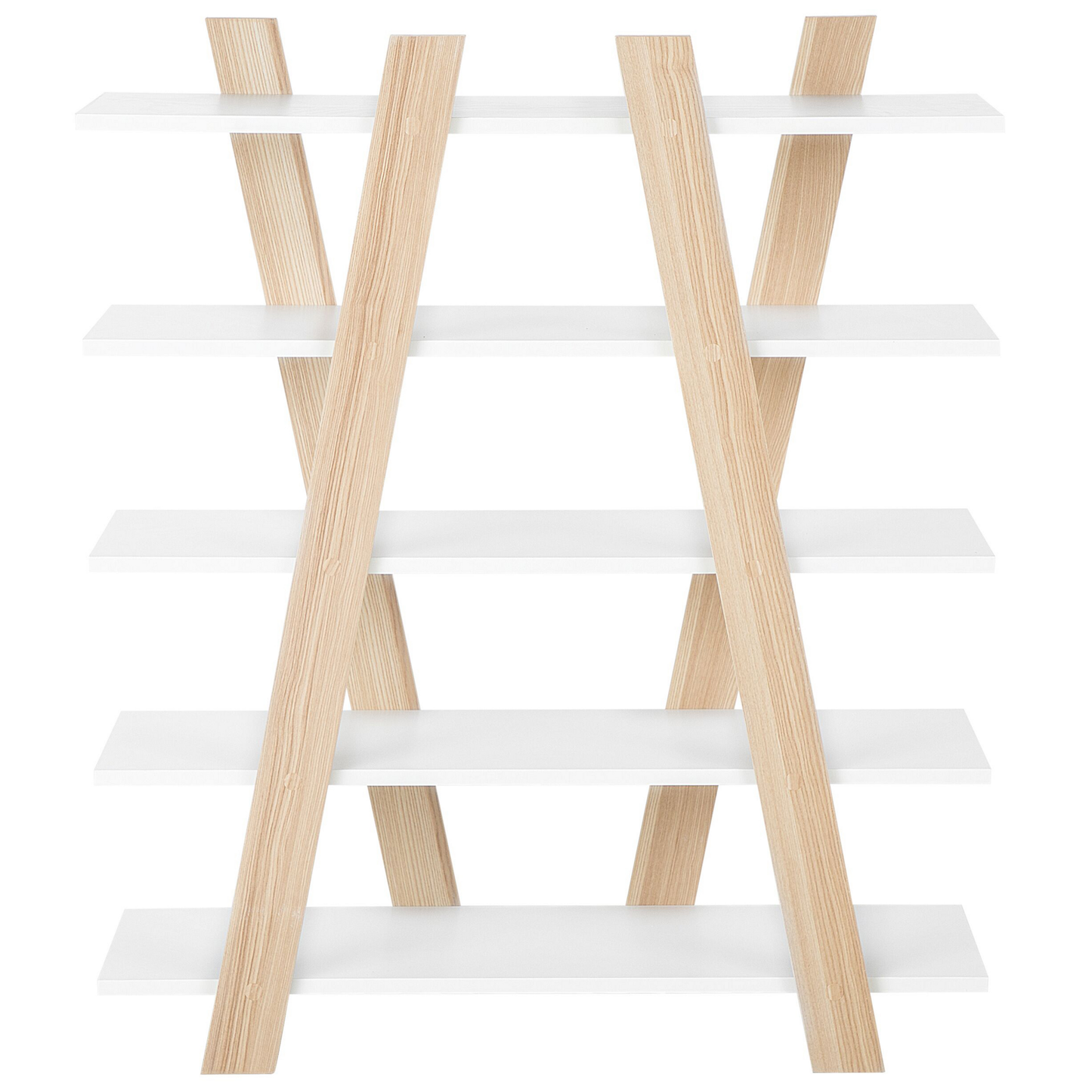Bücherregal heller Holzfarbton / weiss 5 Fächer ESCALANTE