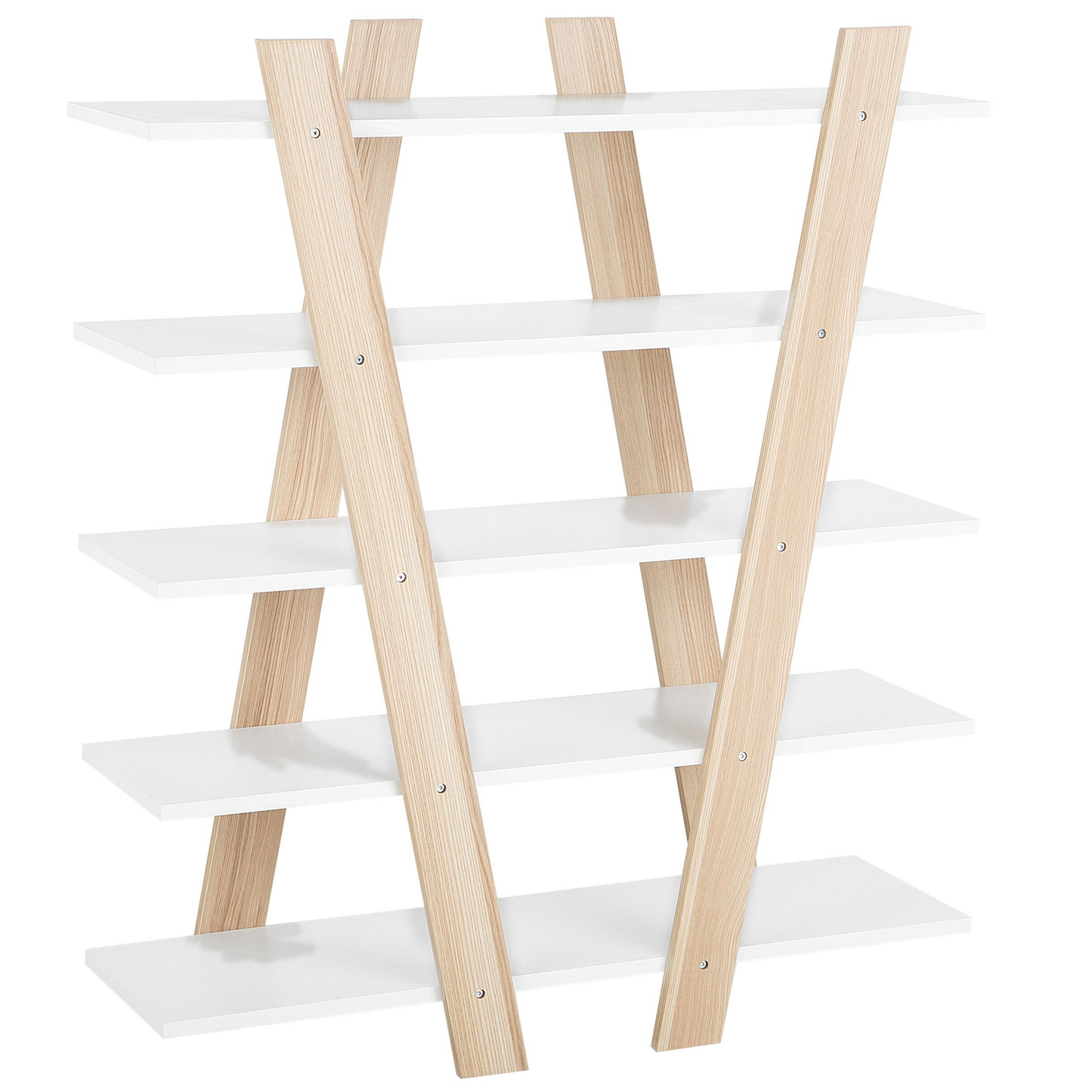 Bücherregal heller Holzfarbton / weiss 5 Fächer ESCALANTE