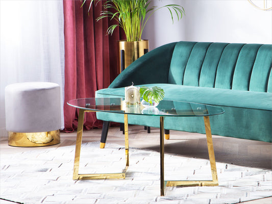 Couchtisch Glas Gold oval FRESNO