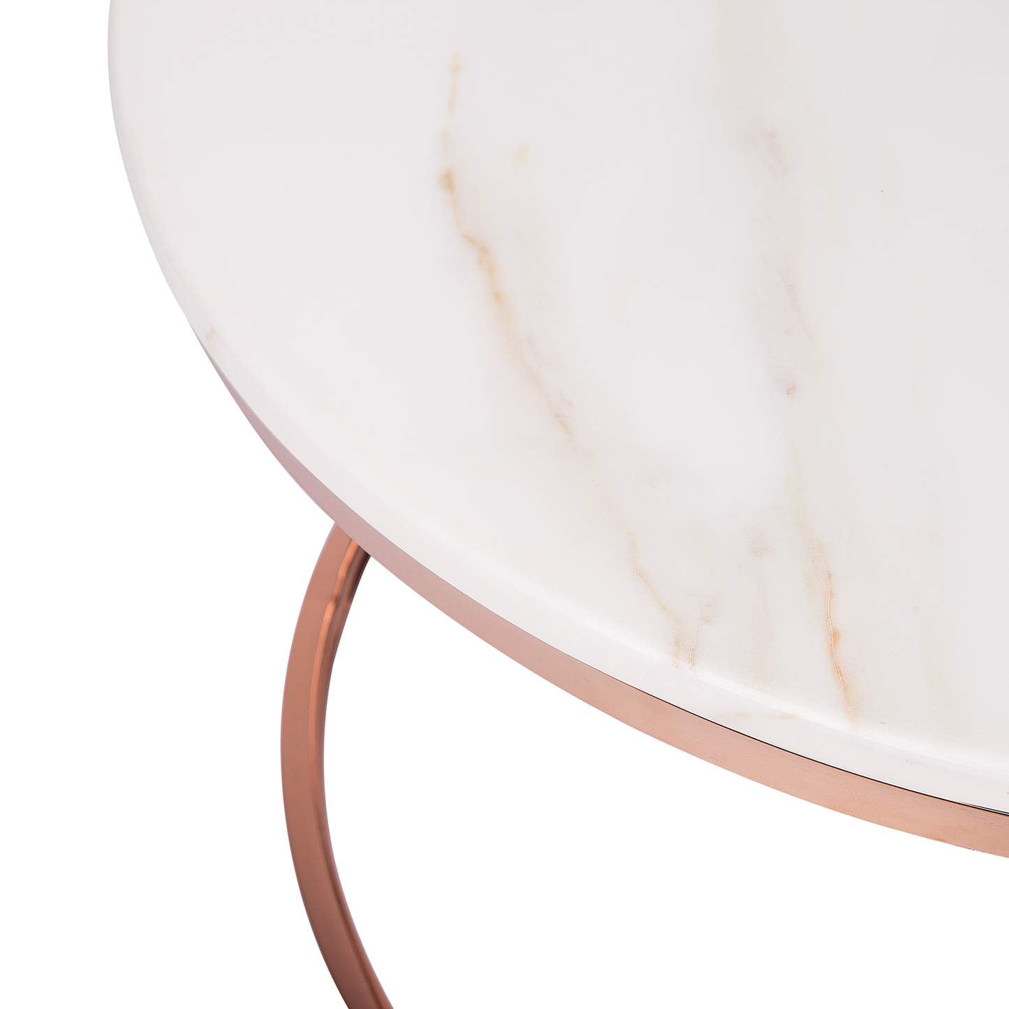 Couchtisch Marmor Optik beige / kupfer ⌀ 70 cm CORAL