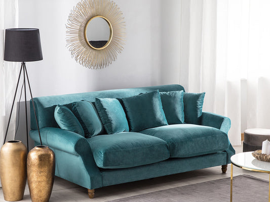 2-Sitzer Sofa Samtstoff blaugrün EIKE