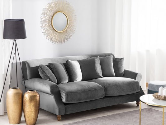 2-Sitzer Sofa Samtstoff grau EIKE