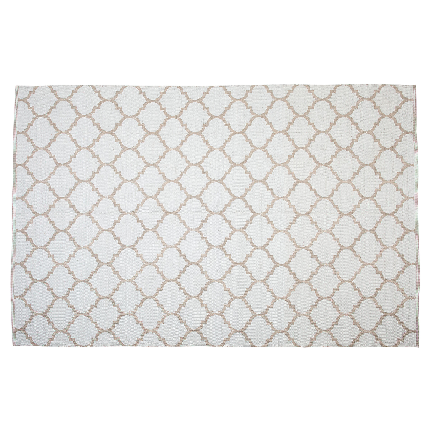 Outdoor Teppich beige 140 x 200 cm marokkanisches Muster zweiseitig Kurzflor AKSU