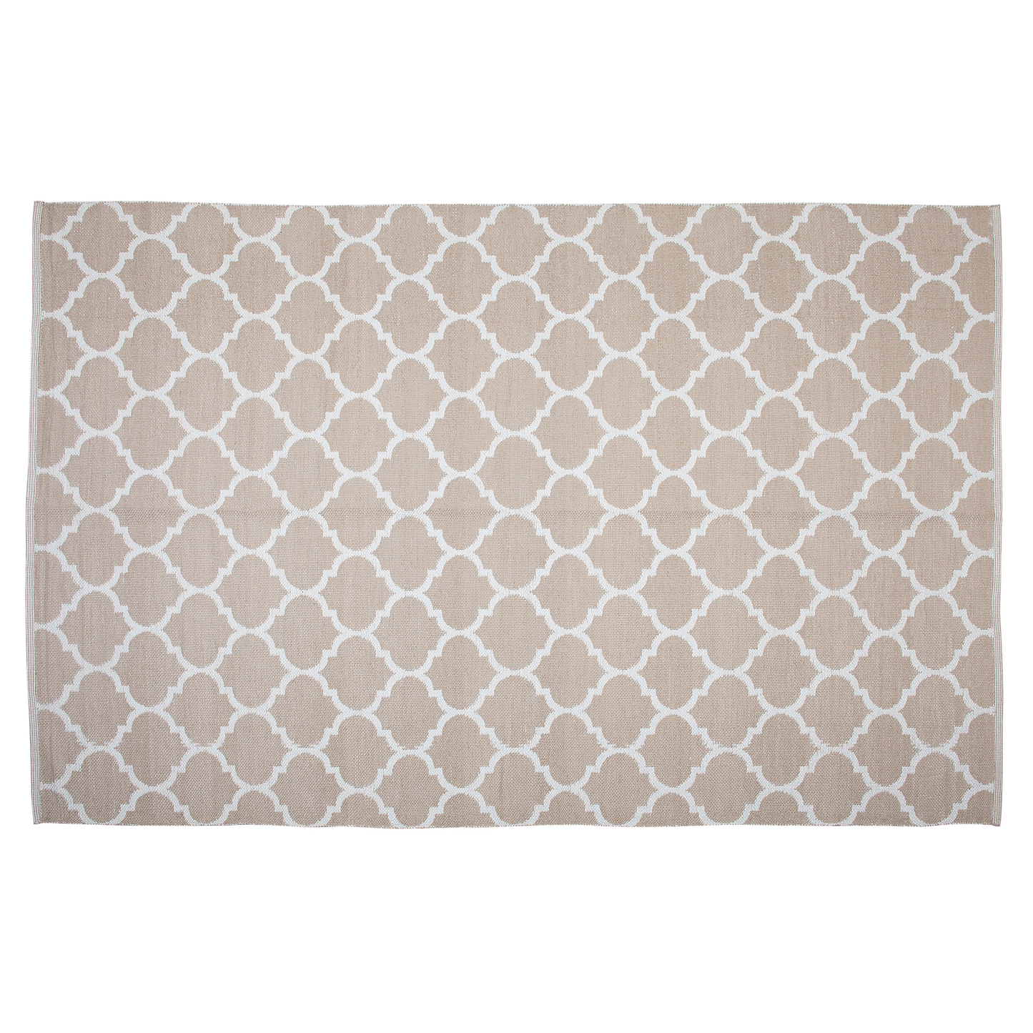 Outdoor Teppich beige 140 x 200 cm marokkanisches Muster zweiseitig Kurzflor AKSU