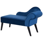 Chaiselongue Samtstoff marineblau rechtsseitig BIARRITZ