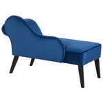 Chaiselongue Samtstoff marineblau rechtsseitig BIARRITZ