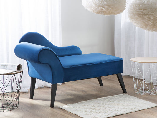 Chaiselongue Samtstoff marineblau linksseitig BIARRITZ