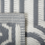 Outdoor Teppich dunkelgrau 90 x 180 cm geometrsiches Muster zweiseitig Kurzflor BIDAR