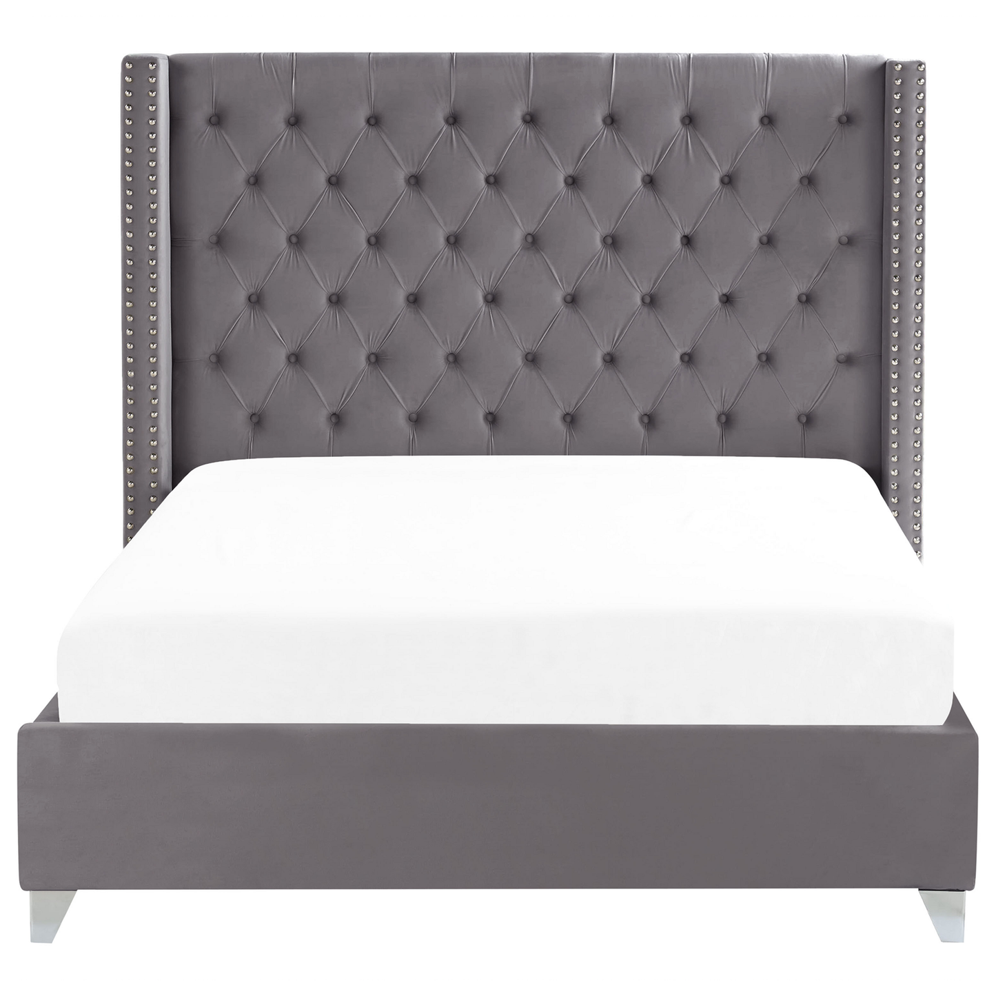 Bett mit Lattenrost Samtstoff LUBBON 160 x 200 cm Grau