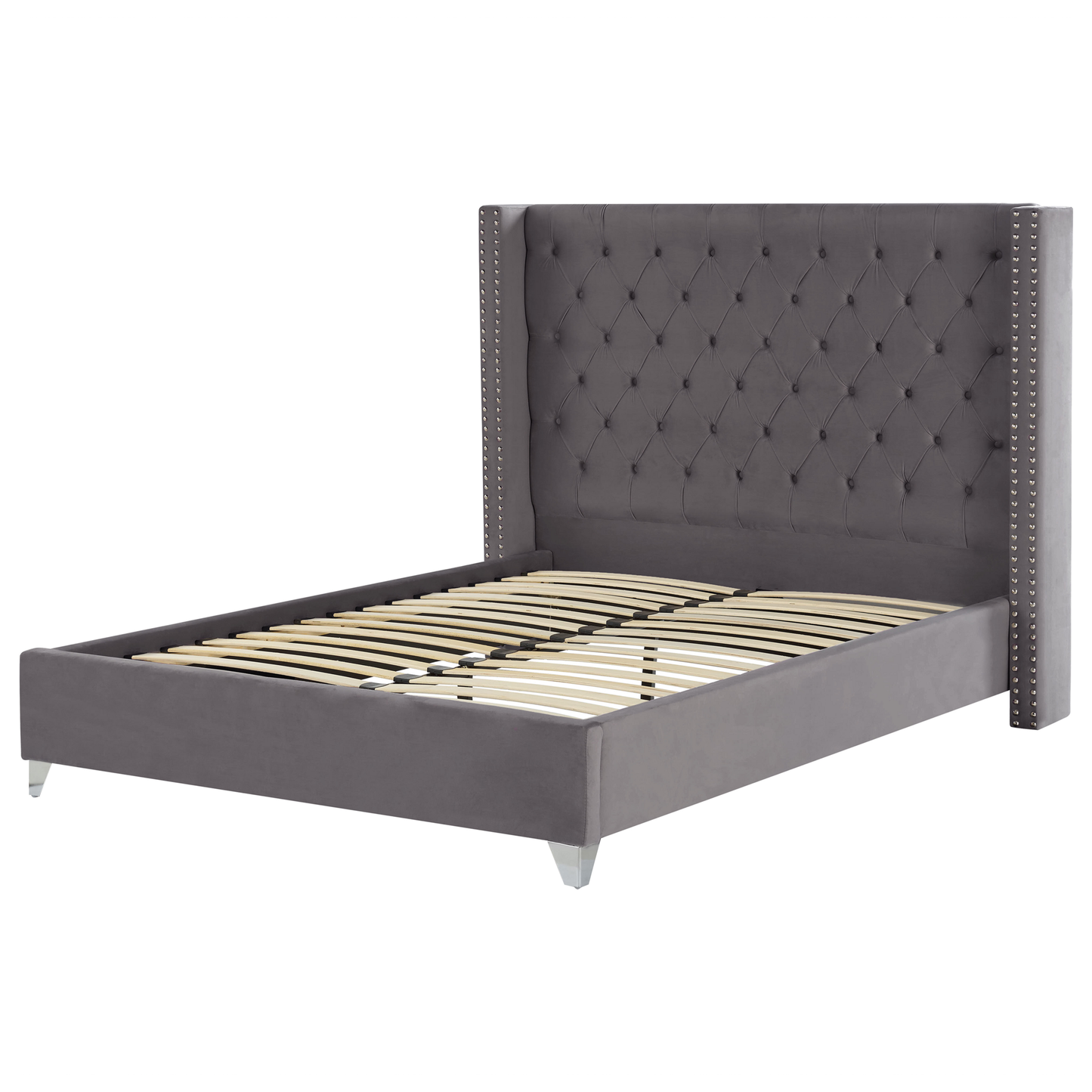 Bett mit Lattenrost Samtstoff LUBBON 160 x 200 cm Grau