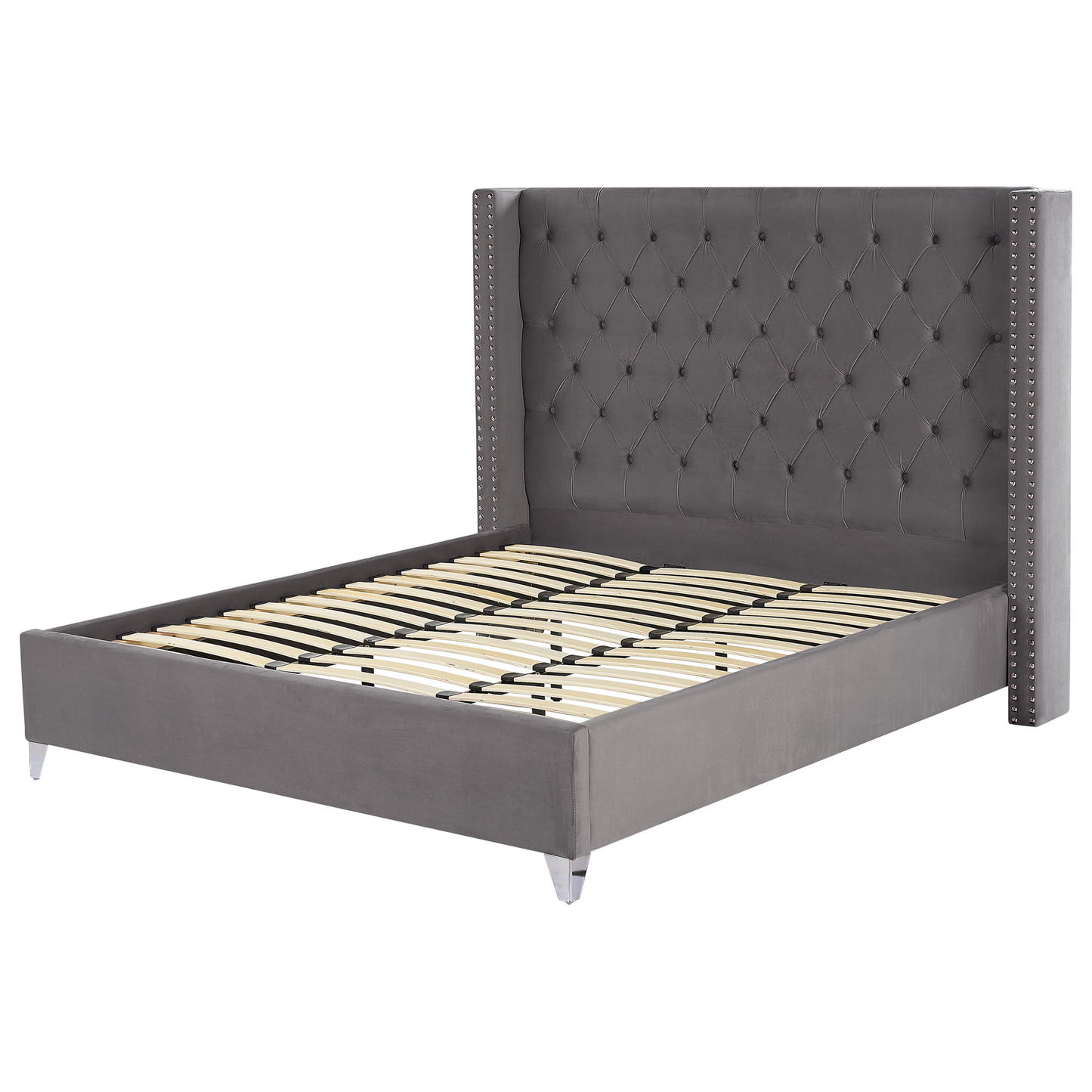 Bett mit Lattenrost Samtstoff LUBBON 180 x 200 cm Grau