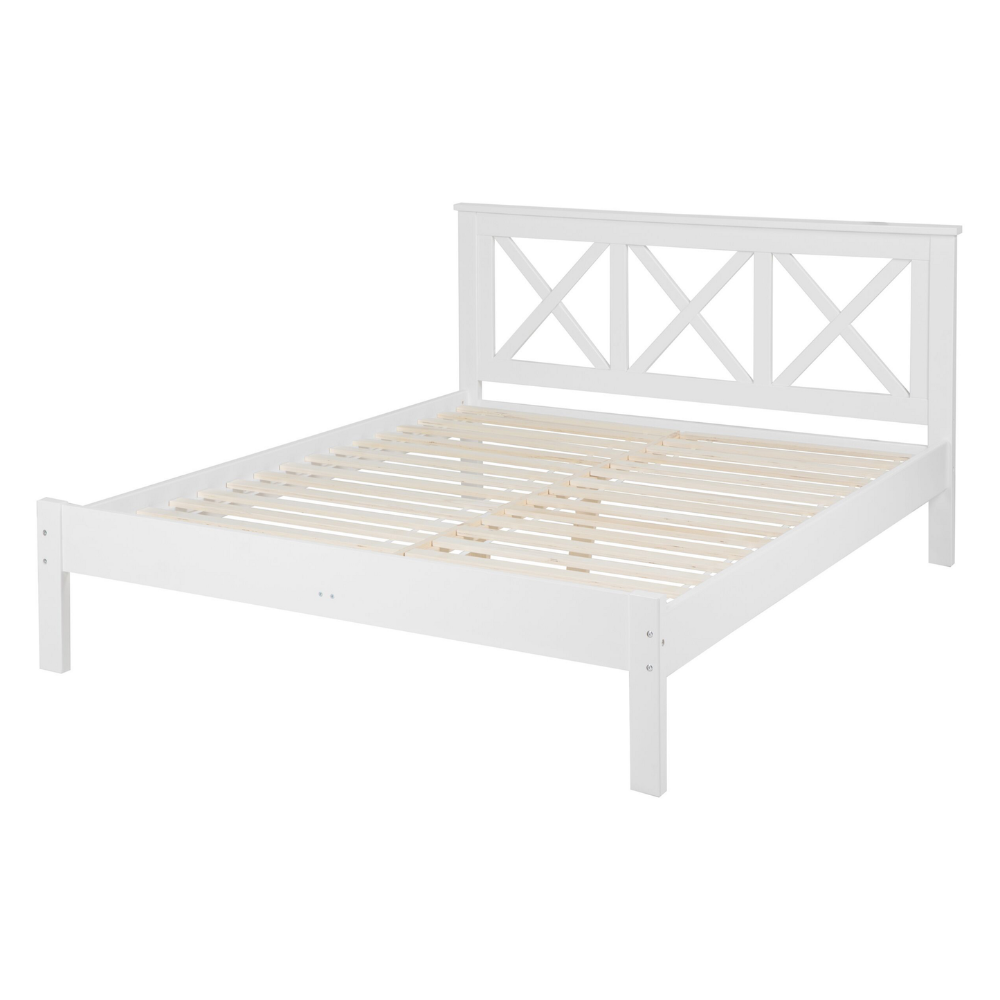 Bett mit Lattenrost Kiefernholz TANNAY 140 x 200 cm Weiss