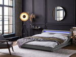 Bett Kunstleder grau 140 x 200 cm mit LED-Beleuchtung AVIGNON