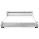 Bett Samtstoff Silber 180 x 200 cm mit LED-Beleuchtung AVIGNON