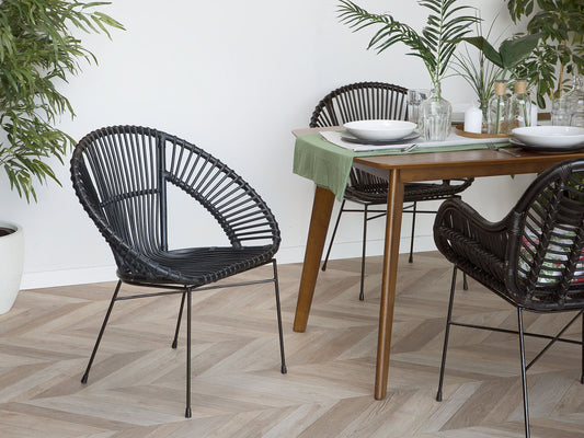 Esszimmerstuhl SARITA Rattan Schwarz