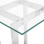 Beistelltisch Glas / Edelstahl silber quadratisch 40 x 40 cm CRYSTAL