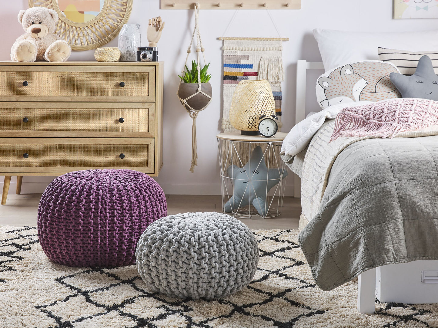 Pouf lila ⌀ 50 cm CONRAD