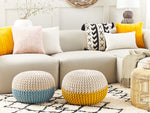 Pouf gelb / beige ⌀ 50 cm CONRAD