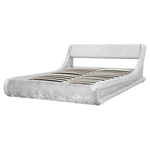 Bett Samtstoff silber mit Bettkasten hochklappbar 160 x 200 cm AVIGNON