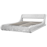 Bett Samtstoff silber mit Bettkasten hochklappbar 180 x 200 cm AVIGNON