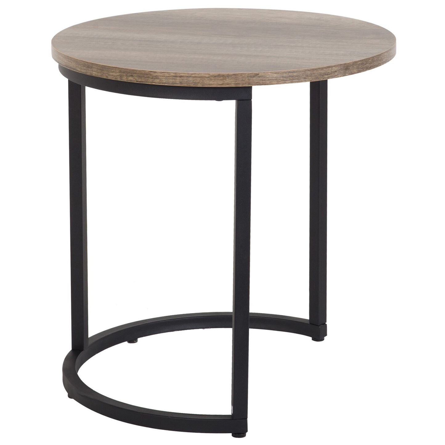 Beistelltisch 2er Set dunkler Holzfarbton / schwarz rund DIXIE